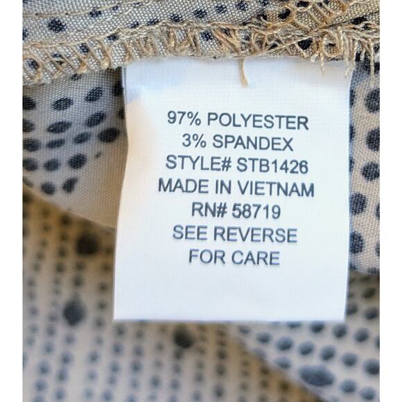 NEW NY Collection Button Blouse Roll Tab Sleeve Stretch Beige Black Dot Size 3X - Picture 10 of 10